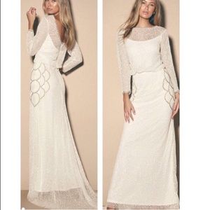 White Beaded Long Sleeve Maxi Dress
